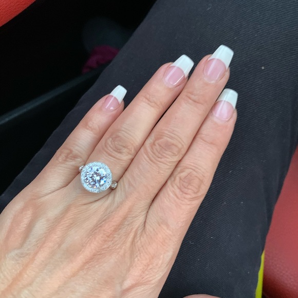 3ct Round Sterling silver Engagement Ring 5 6 7 8 9 - Picture 2 of 8